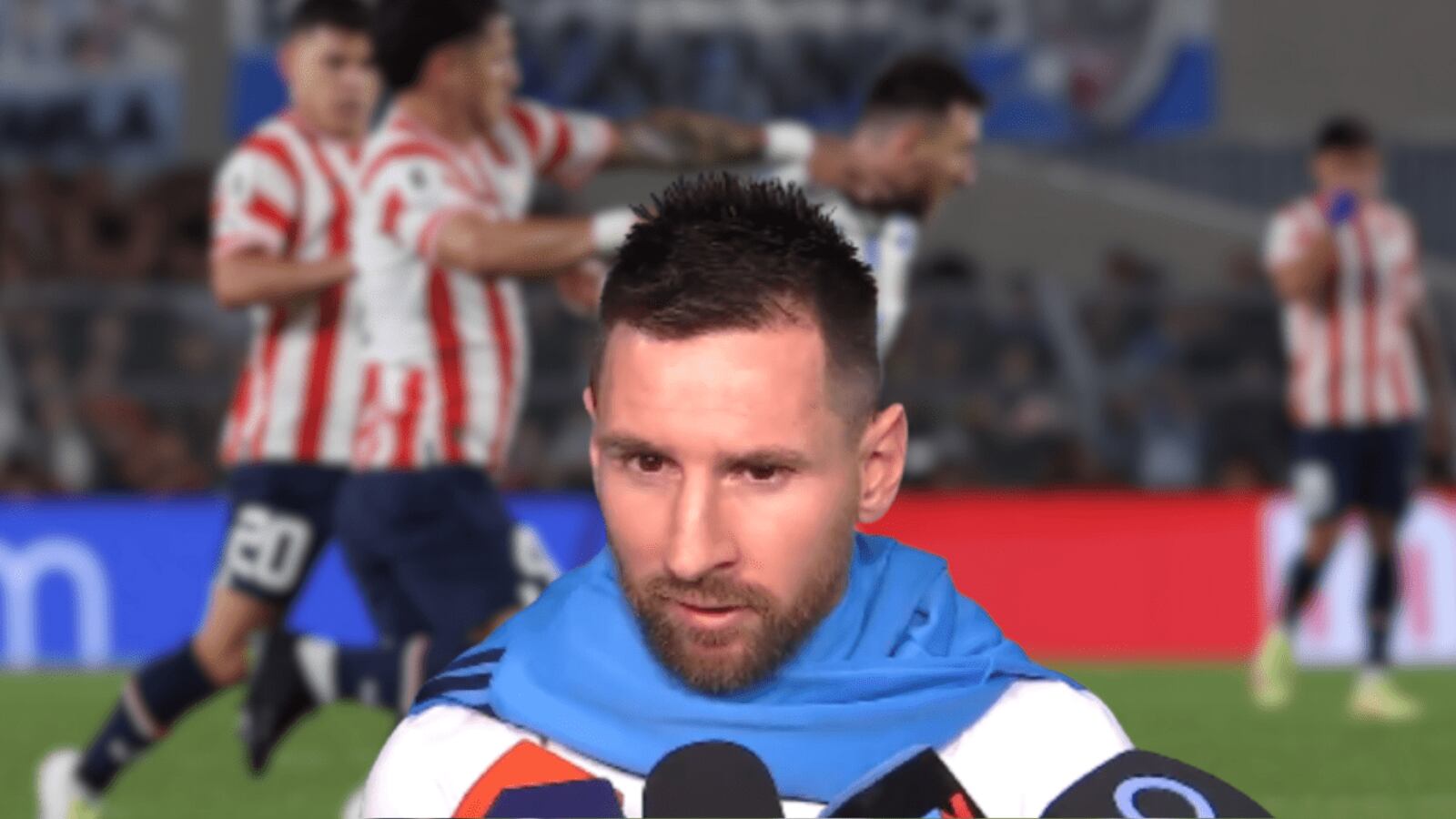 Messi, upset, spoke after the incident with a Paraguayan footballer
