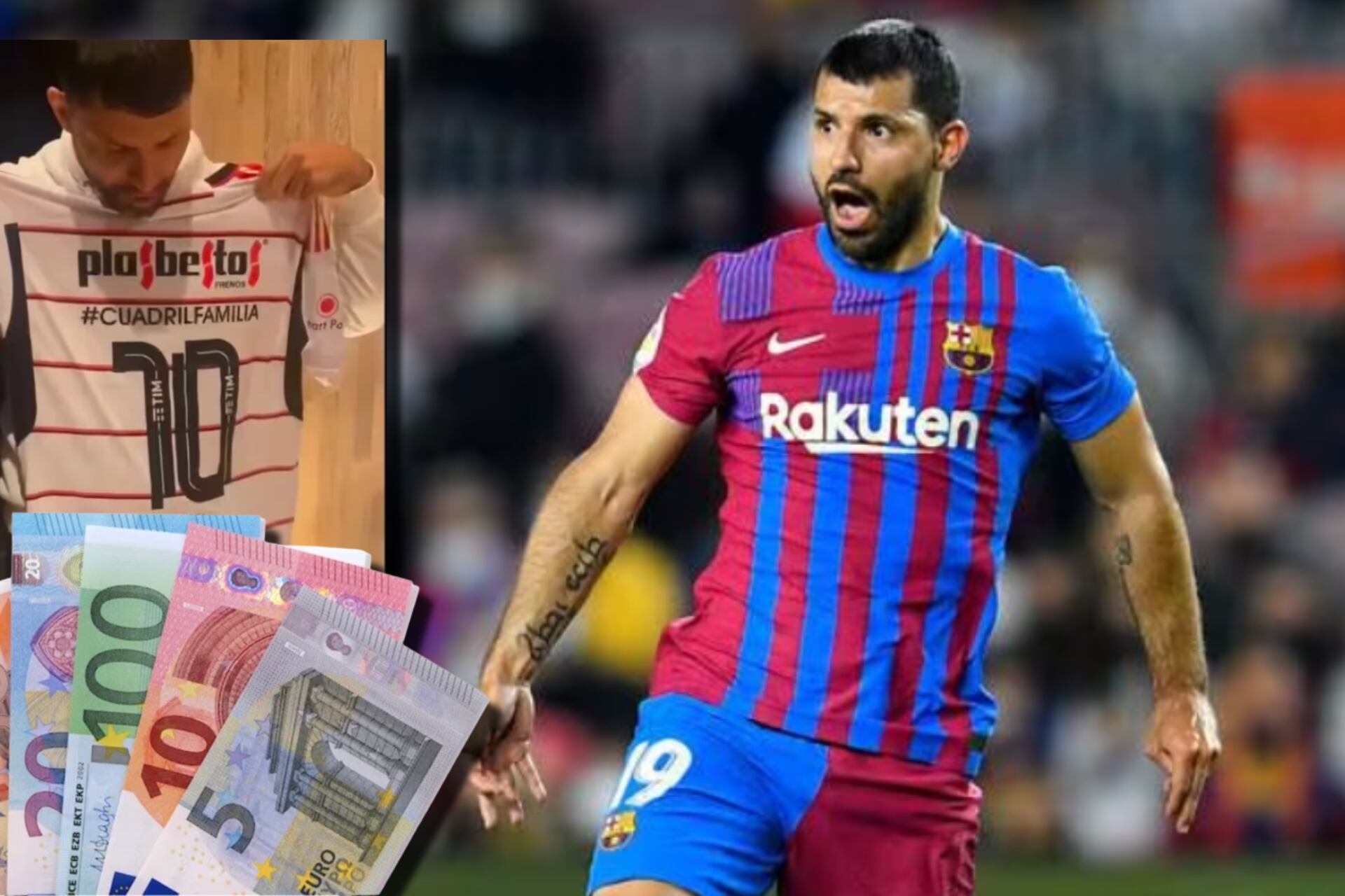 Mientras en Barça ganó 12 millones, el sueldo de Agüero en su nuevo club amateur