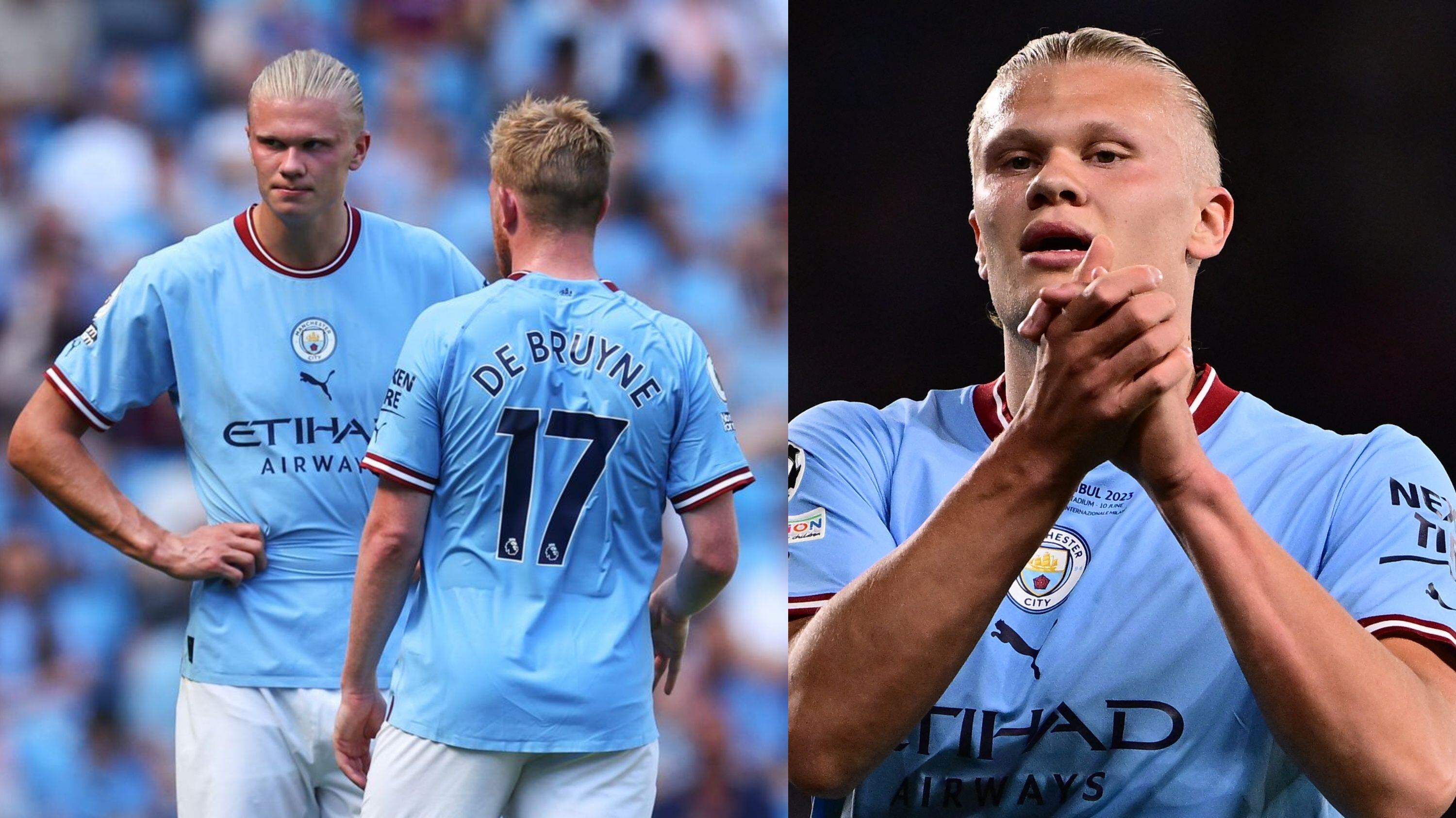 Erling Haaland's reaction to Kevin De Bruyne's exit from the UEFA Champions League final