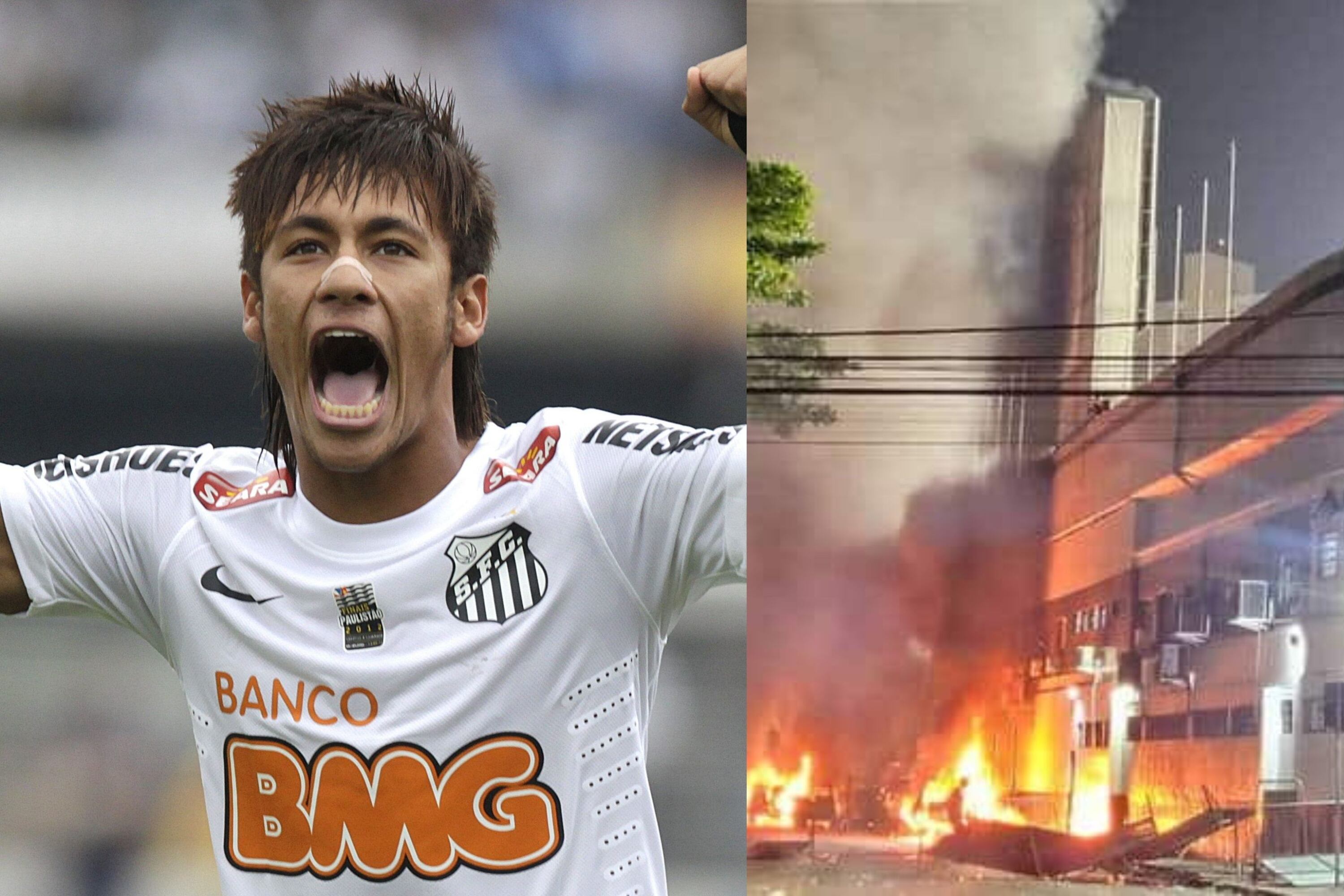 (VIDEO) Pele and Neymar's team relegated and look at the fire that their fans caused in the stadium