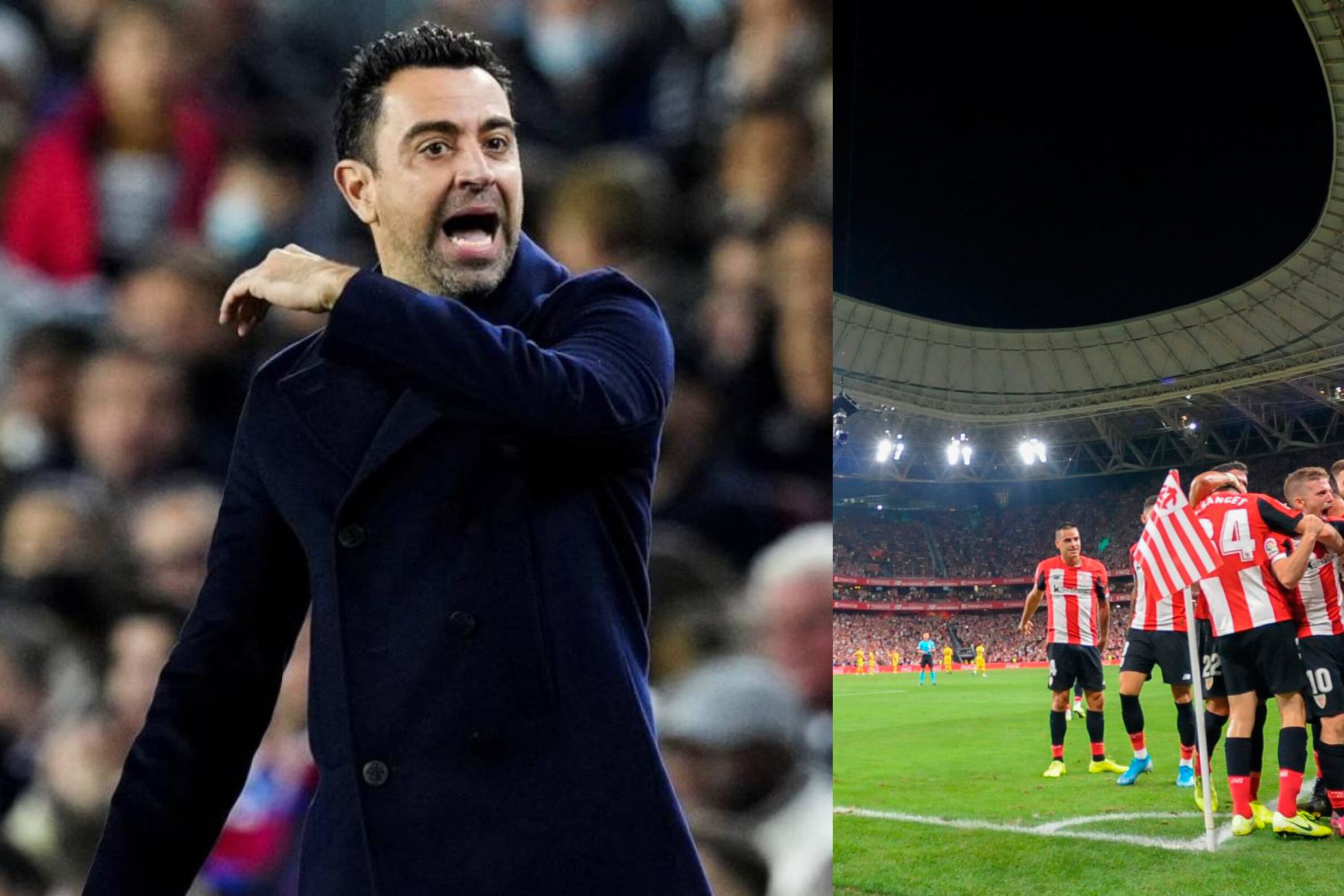 Xavi's reaction when he saw that Athletic Club scored a goal after 42 seconds